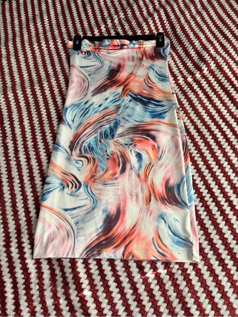 SHEIN Strapless Marble Print Dress in Pink, Blue, Coral